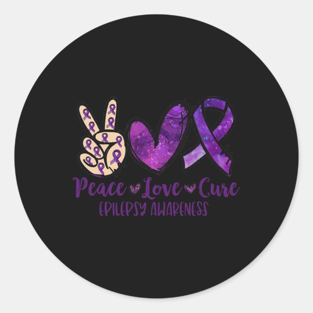 Peace love Cure Overdose Awareness Ribbon  Classic Round Sticker (Front)