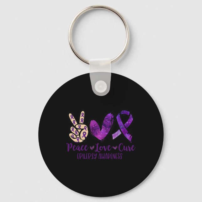 Peace love Cure Overdose Awareness Ribbon  Key Ring (Front)