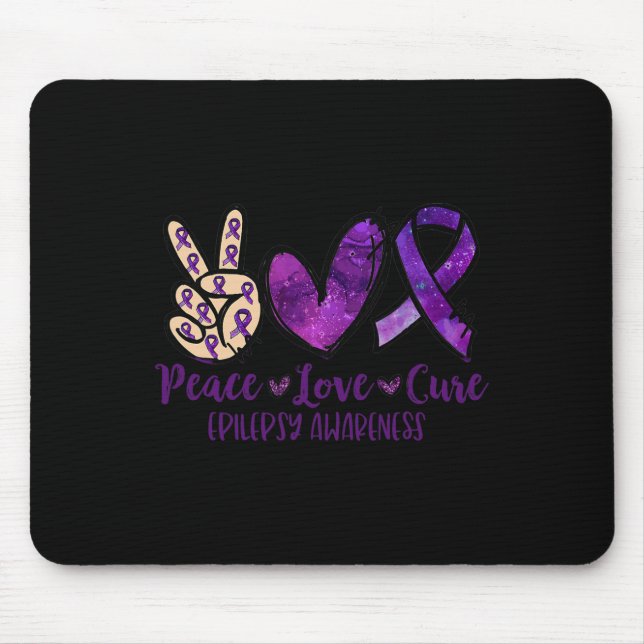 Peace love Cure Overdose Awareness Ribbon  Mouse Pad (Front)