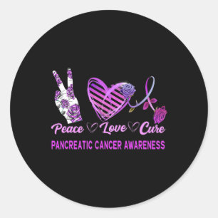 Peace Love Cure Pancreatic Cancer Awareness 1 Classic Round Sticker