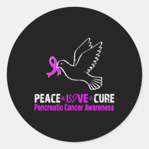 PEACE LOVE CURE PANCREATIC CANCER AWARENESS 2 CLASSIC ROUND STICKER