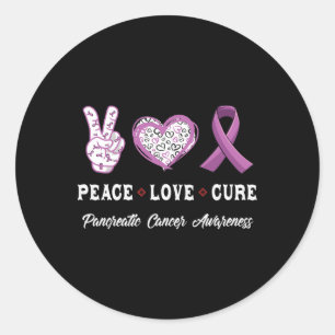 Peace Love cure Pancreatic cancer awareness men wo Classic Round Sticker