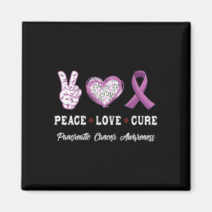 Peace Love cure Pancreatic cancer awareness men wo Magnet