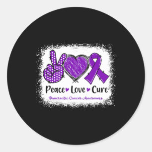 Peace Love Cure Pancreatic Cancer Awareness Purple Classic Round Sticker