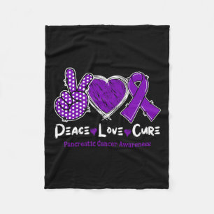 Peace Love Cure Pancreatic Cancer Awareness Purple Fleece Blanket