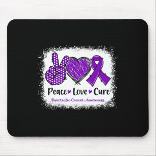 Peace Love Cure Pancreatic Cancer Awareness Purple Mouse Pad
