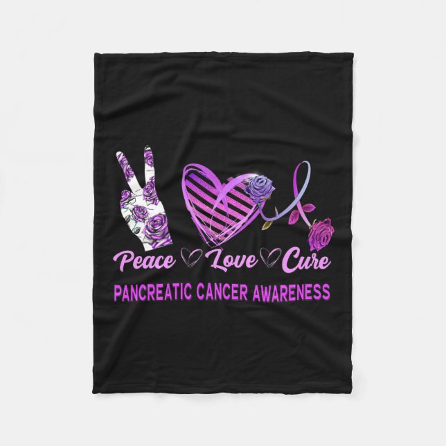 Peace Love Cure Pancreatic Cancer Awareness Women' Fleece Blanket (Front)