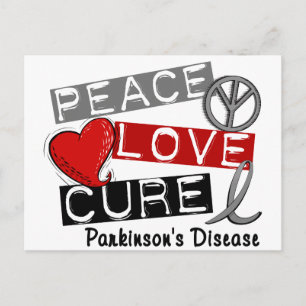 PEACE LOVE CURE PARKINSONS DISEASE POSTCARD