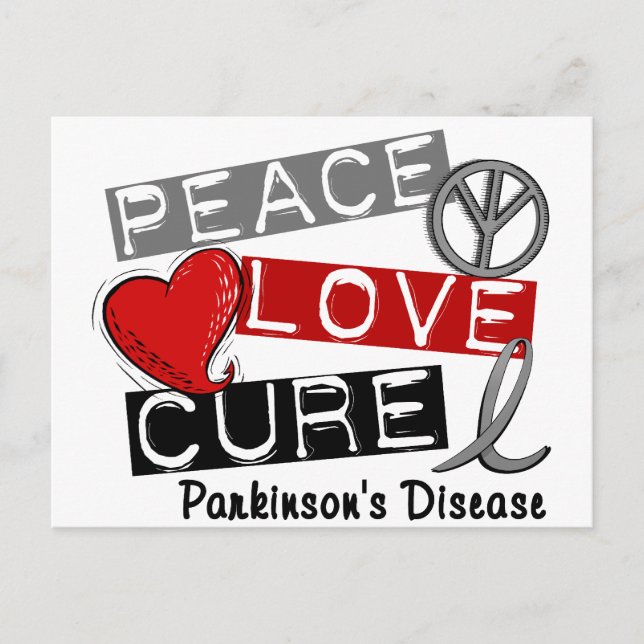 PEACE LOVE CURE PARKINSONS DISEASE POSTCARD (Front)