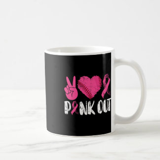 Peace Love Cure Pink Out Breast Cancer Bysebyll By Coffee Mug