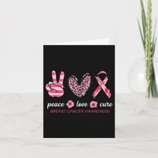 Peace Love Cure Pink Ribbon Breast Cancer Awarenes Card