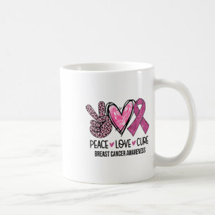 Peace Love Cure Pink Ribbon Breast Cancer Awarenes Coffee Mug