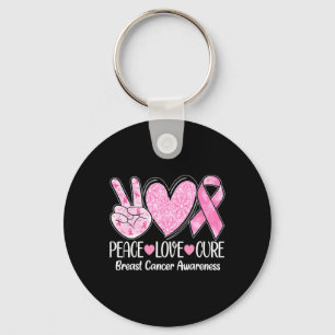Peace Love Cure Pink Ribbon Breast Cancer Awarenes Key Ring