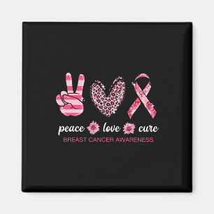 Peace Love Cure Pink Ribbon Breast Cancer Awarenes Magnet