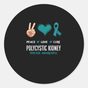 Peace Love Cure Polycystic Kidney Disease Classic Round Sticker