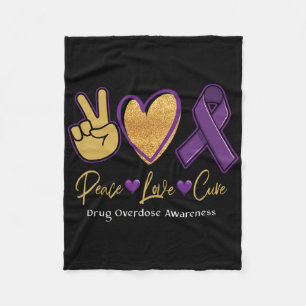 Peace Love Cure Purple Drug Overdose Awareness 1 Fleece Blanket