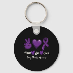 Peace Love Cure Purple Drug Overdose Awareness  Key Ring