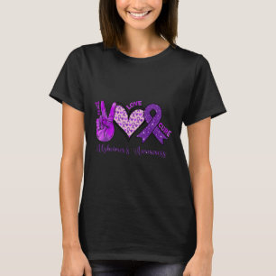 Peace Love Cure Purple Ribbon Alzheimer's Awarenes T-Shirt