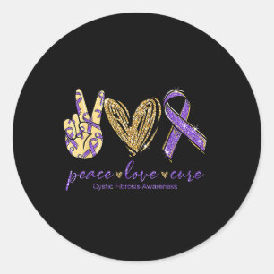 Peace Love Cure Purple Ribbon Cystic Fibrosis Classic Round Sticker