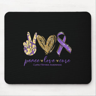 Peace Love Cure Purple Ribbon Cystic Fibrosis Mouse Pad