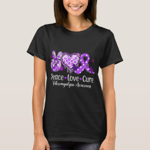 Peace Love Cure Purple Ribbon Fibromyalgia Awarene T-Shirt