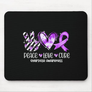 Peace Love Cure Purple Ribbon Overdose Awareness Mouse Pad