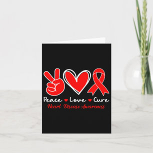 Peace Love Cure Red Ribbon Heart Disease Awareness Card