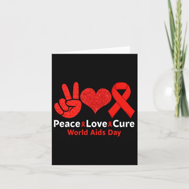 Peace Love Cure Red Ribbon Week Fun Awareness Cost Card (Front)