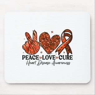 Peace Love Cure Red Ribbons Support Heart Disease Mouse Pad