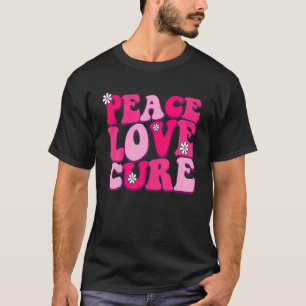 Peace Love Cure Retro Groovy Pink Breast Cancer Aw T-Shirt