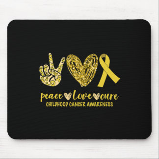 Peace Love Cure Ribbon Childhood Cancer Awareness  Mouse Pad