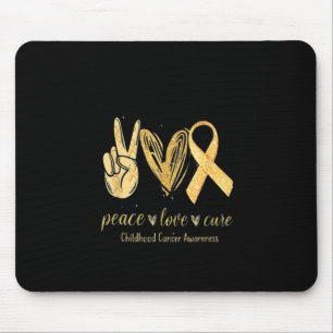 Peace Love Cure Ribbon Childhood Cancer Awareness Mouse Pad