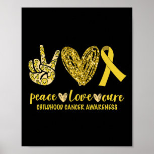 Peace Love Cure Ribbon Childhood Cancer Awareness Poster