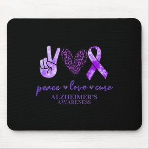 Peace Love Cure Ribbon Leopard Heimerheimer Brain  Mouse Pad
