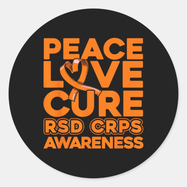 Peace Love Cure Rsd Crps Awareness 1  Classic Round Sticker (Front)