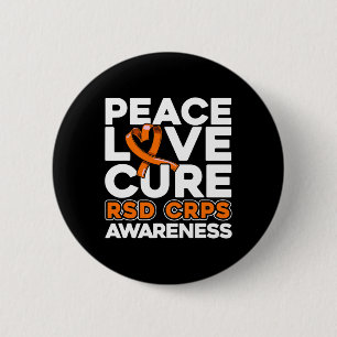 Peace Love Cure Rsd Crps Awareness 6 Cm Round Badge