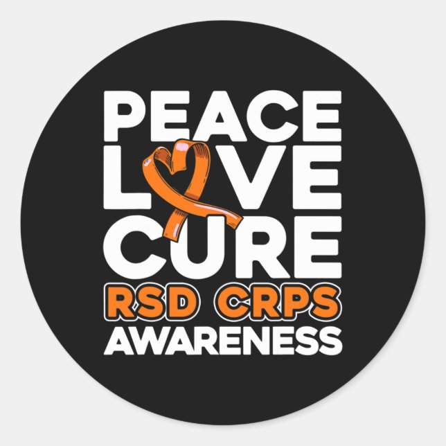 Peace Love Cure Rsd Crps Awareness  Classic Round Sticker (Front)