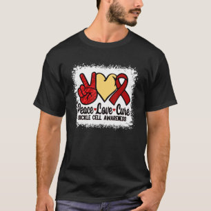 Peace Love Cure Sickle Cell Awareness Burgundy Rib T-Shirt