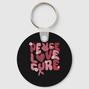 Peace Love Cure Sickle Cell Awareness Groovy Burgu Key Ring