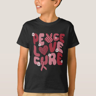 Peace Love Cure Sickle Cell Awareness Groovy Burgu T-Shirt