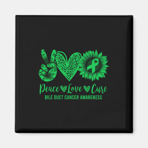 Peace Love Cure Sunflower Bile Duct Cancer Awarene Magnet