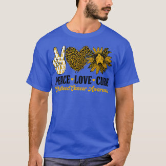 Peace Love Cure Sunflower Childhood Cancer Awarene T-Shirt