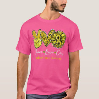 Peace Love Cure Sunflower Childhood Cancer Awarene T-Shirt