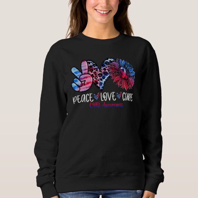 Peace Love Cure Sunflower Leopard Chd Awareness Sweatshirt (Front)
