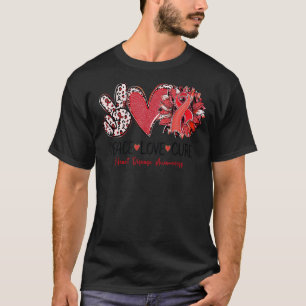Peace Love Cure Sunflower Leopard Heart Disease Aw T-Shirt