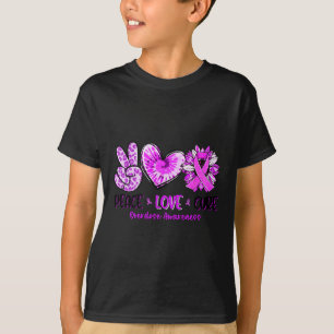 Peace Love Cure Sunflower Leopard Overdose Awarene T-Shirt