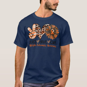 Peace Love Cure Sunflower Orange Ribbon Multiple S T-Shirt