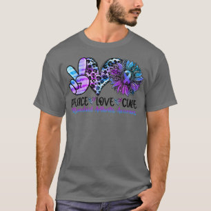 Peace Love Cure Sunflower Purple Ribbon Rheumatoid T-Shirt