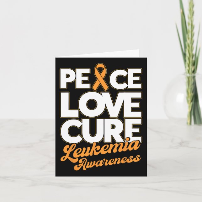 Peace Love Cure Support Leukaemia Awareness Ribbon Card (Front)