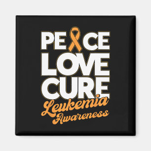 Peace Love Cure Support Leukaemia Awareness Ribbon Magnet
